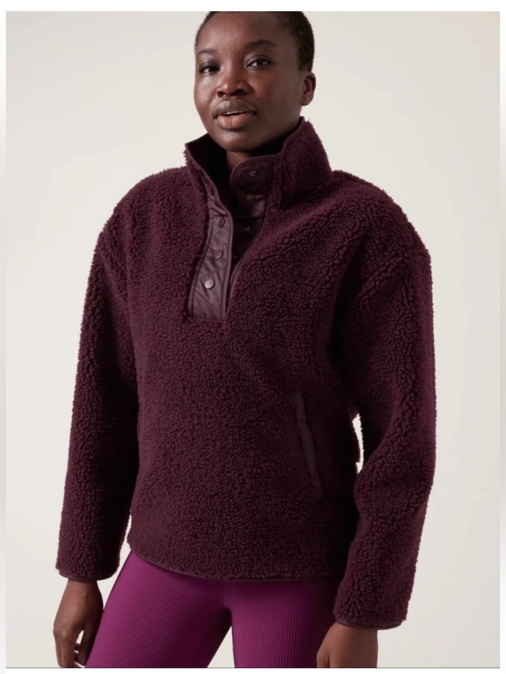 Athleta Plush Sherpa Pullover - Deep Plum